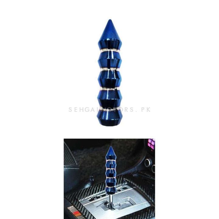 Universal Long Stick Gear Knob With Lines Metallic Blue - Multi SehgalMotors.pk