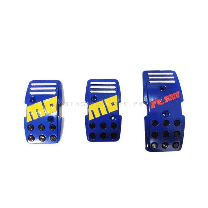 Universal MOMO Pedal Pad Covers Set - Blue - Manual Transmission SehgalMotors.pk