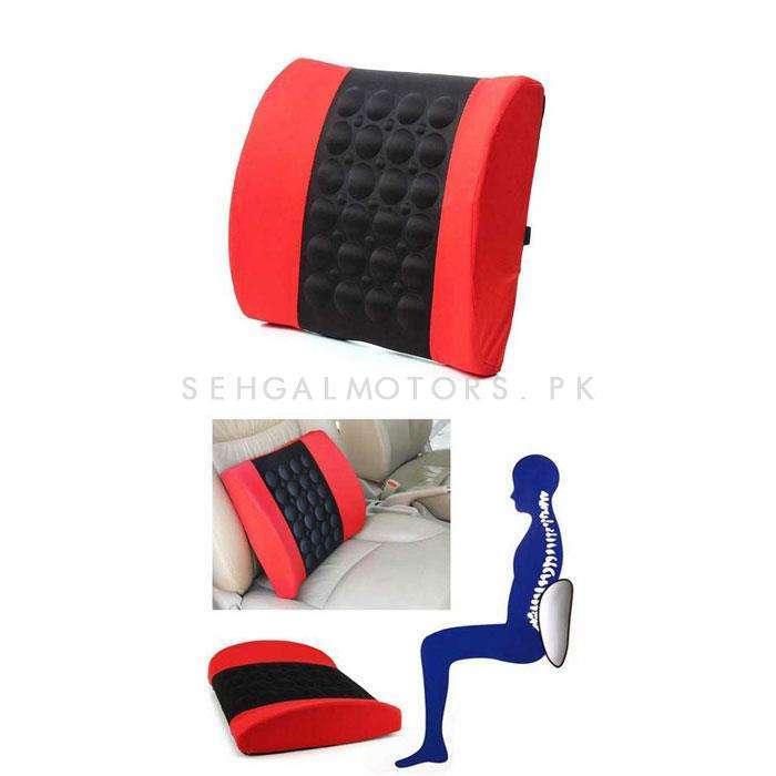 Universal Massage Back Rest Cushion With 12V Vibrator Seat - Black And Red SehgalMotors.pk