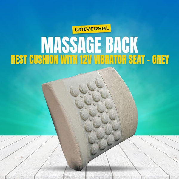Universal Massage Back Rest Cushion With 12V Vibrator Seat - Grey SehgalMotors.pk