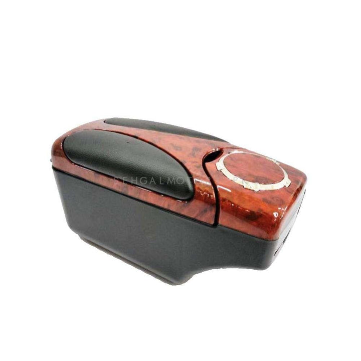 Universal Wooden Style Arm Rest And Console Box - Black SehgalMotors.pk