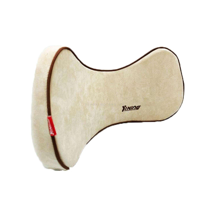 Universal Yining Travel Backrest Suede Material Pillow - Beige SehgalMotors.pk