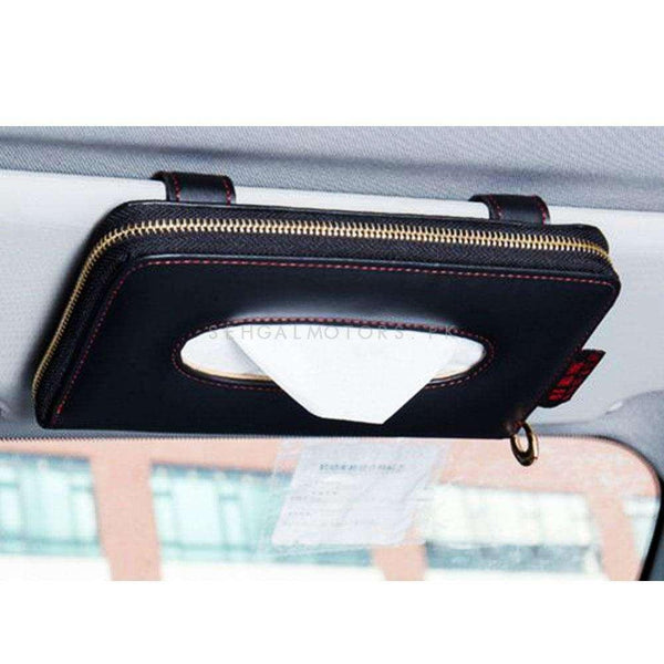 Zipper Car Sun Visor / Sunshade Tissue Holder Case Box - Black SehgalMotors.pk