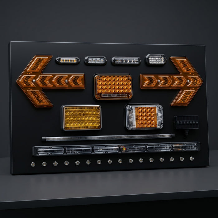 Multi-Functional Vehicle LED Emergency Warning Lights & Sequential Arrow Strobe Lamps Kit