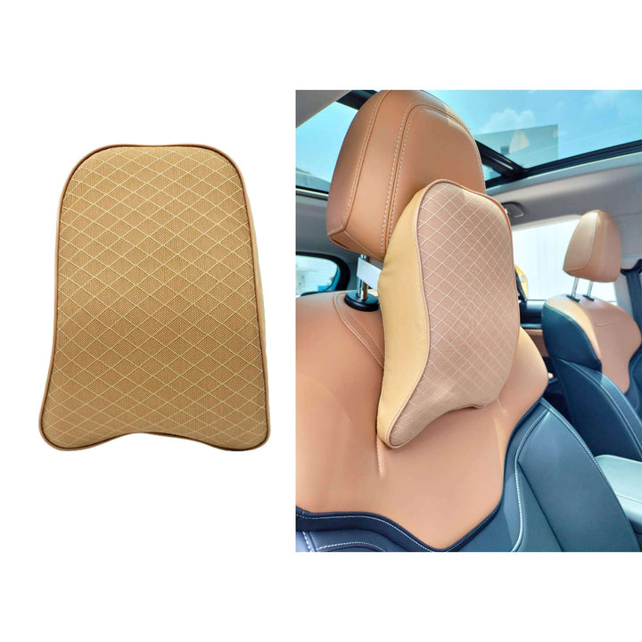 Universal Imported Leather Style Neck Rest Headrest Pillow Cushion Small - Beige