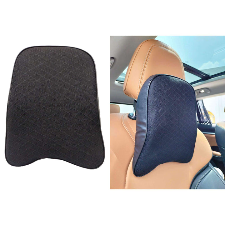 Universal Imported Leather Style Neck Rest Headrest Pillow Cushion Small - Black