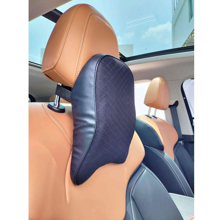 Universal Imported Leather Style Neck Rest Headrest Pillow Cushion Small - Black