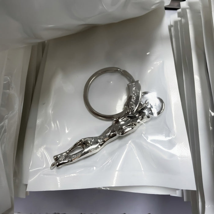 Jaguar 3D Leaping Cat Chrome Metallic Keychain Keyring
