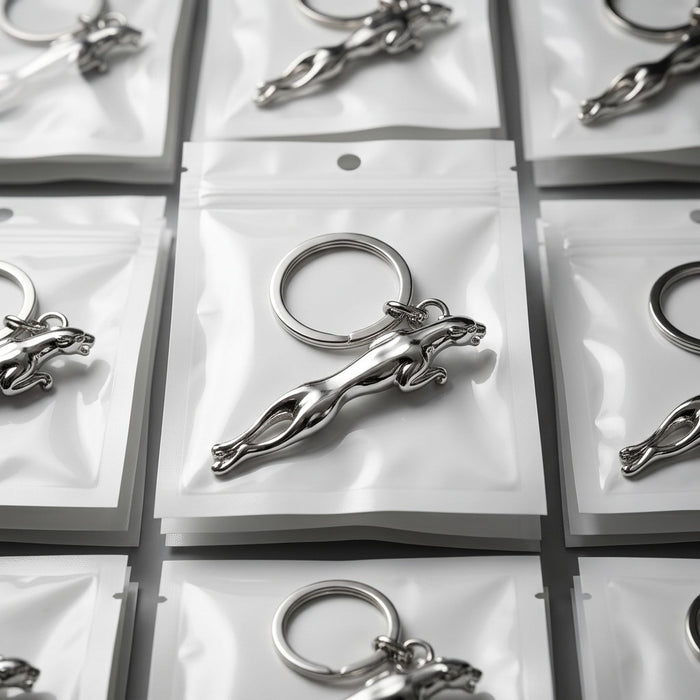 Jaguar 3D Leaping Cat Chrome Metallic Keychain Keyring