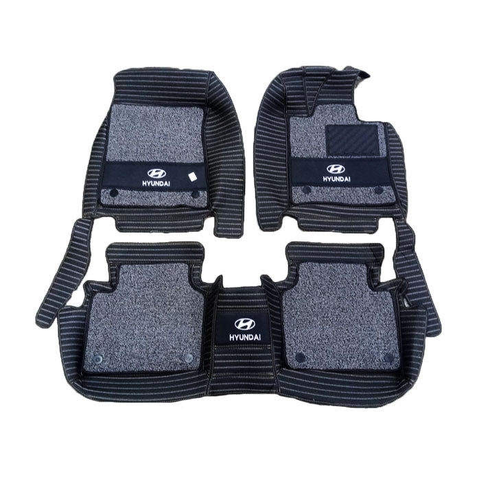 Hyundai Sonata 10D Lining  Floor Mats Mix Thread Black With Grey Grass 3 Pcs - Model 2021-2024