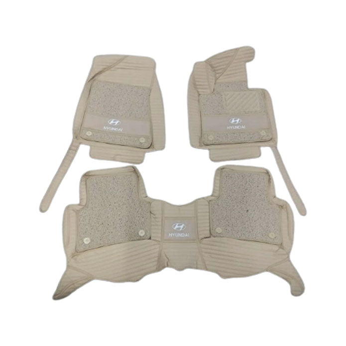 Hyundai Tucson 10D Lining Floor Mats Beige With Beige Grass With Logo 3 Pcs - Model 2020-2024