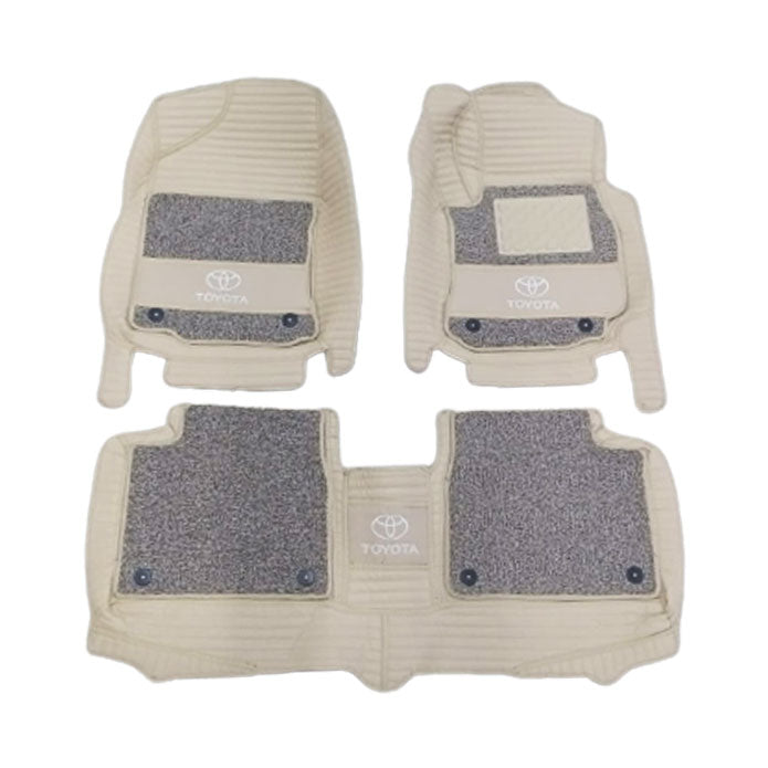 Toyota Corolla 10D Lining Floor Mats Mix Thread Beige With Beige Grass 3 Pcs - Model 2014-2021