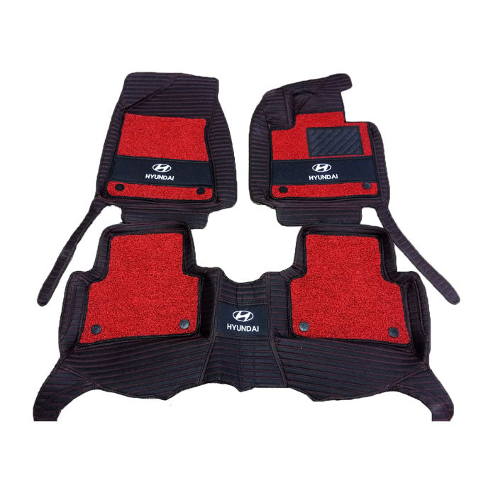 Hyundai Tucson 10D Lining Floor Mats Mix Thread Black With Red Grass 3 Pcs - Model 2020-2024