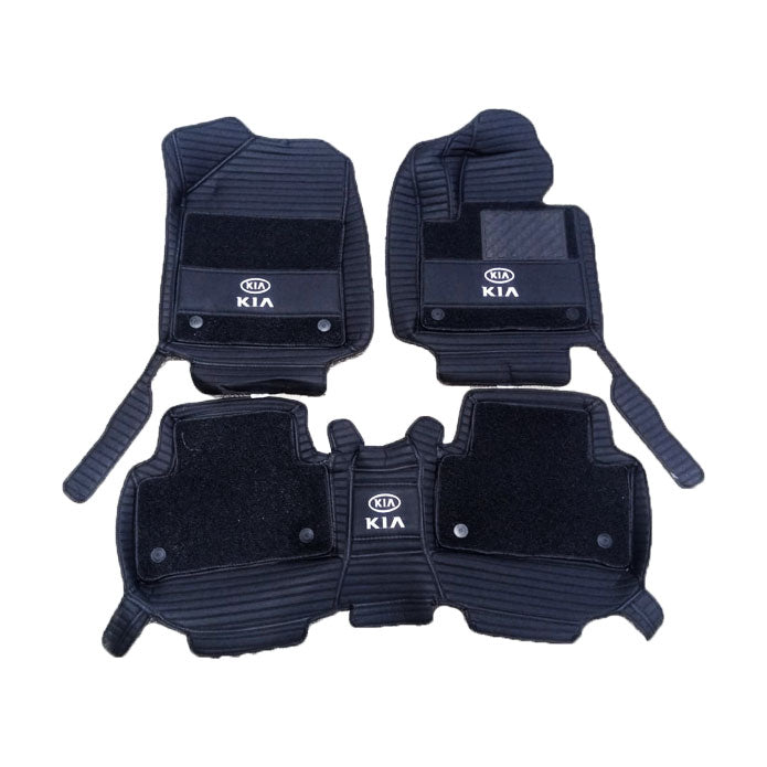 KIA Sorento 10D Lining Floor Mats Mix Thread Black With Black Grass 3 Pcs - Model 2021-2024