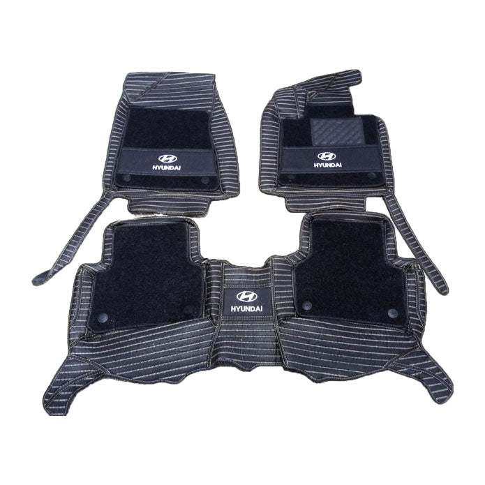 Hyundai Tucson 10D Lining Floor Mats Mix Thread Black With Black Grass With Logo 3 Pcs - Model 2020-2024