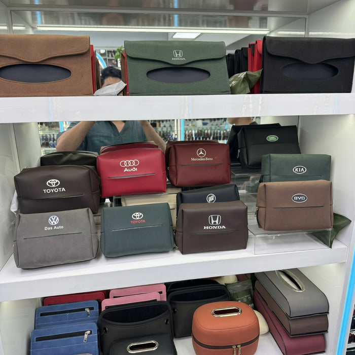 Car Sun Visor & Dashboard Leather Tissue Box