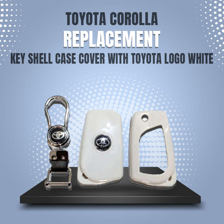 Toyota Corolla Replacement Key Shell Case Cover With Toyota Logo White - Model 2017-2021