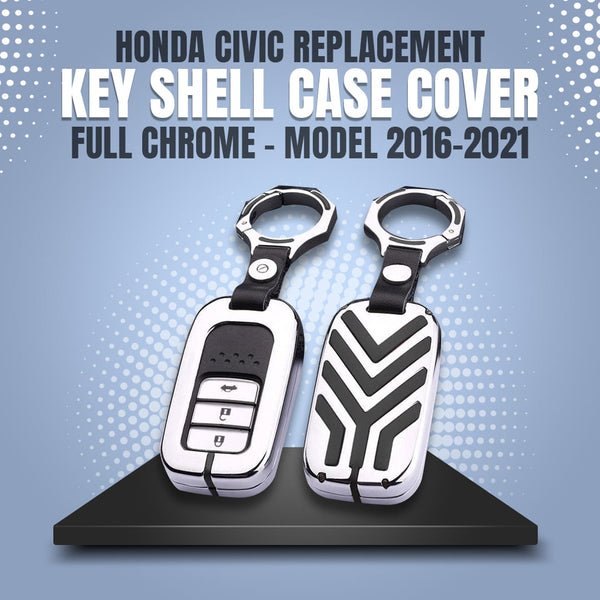 Honda Civic Replacement Key Shell Case Cover Full Chrome - Model 2016-2021