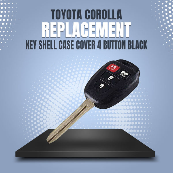 Toyota Corolla Replacement Key Shell Case Cover 4 Button Black - Model 2014-2017