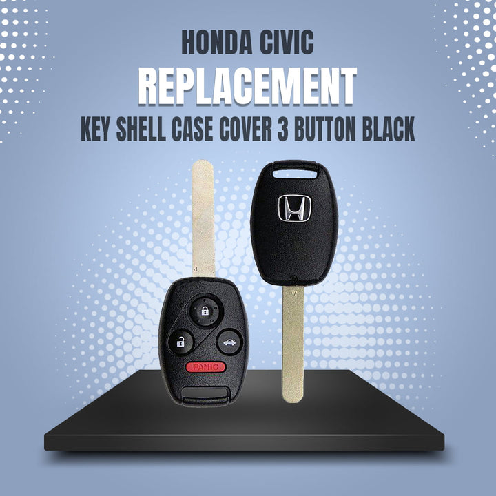 Honda Civic Replacement Key Shell Case Cover 3 Button Black