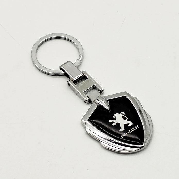 Peugeot Metal Keychain Keyring - Black And Chrome