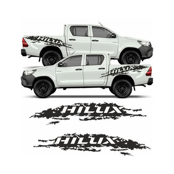 Toyota Hilux Mud Splash Side Graphics / Stickers - Black