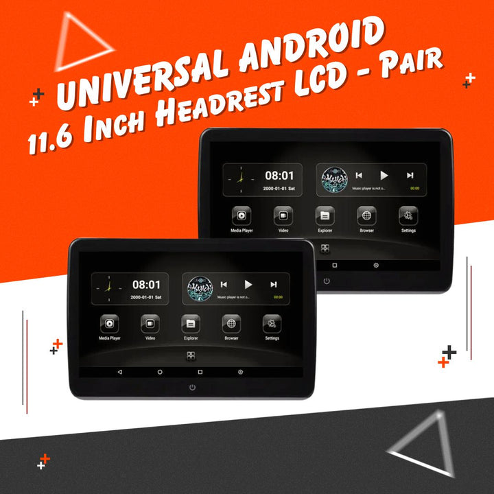Universal Headrest  Android LCD Black 11.6 Inches  - Pair
