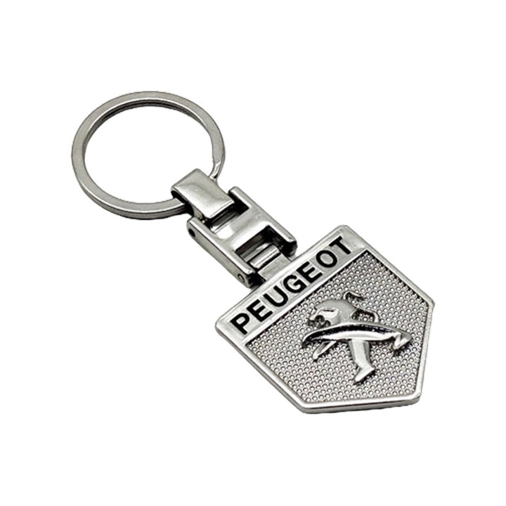 Peugeot Metal Keychain Keyring Badge Style - Chrome