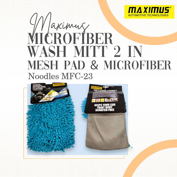 Maximus Microfiber Wash Mitt 2 in 1 Mesh Pad & Microfiber Noodles MFC-23