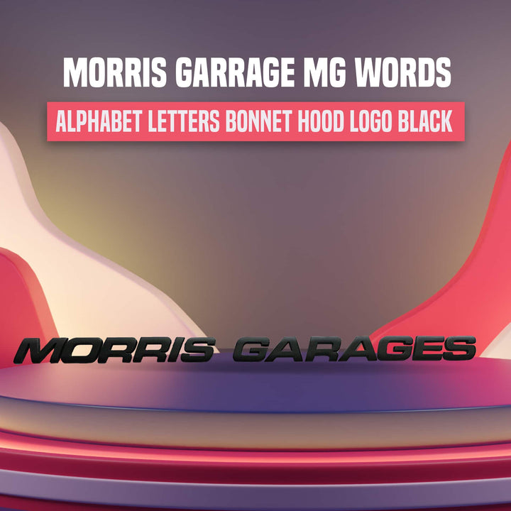 Morris Garrage MG Words Alphabet Letters Bonnet Hood Logo Black