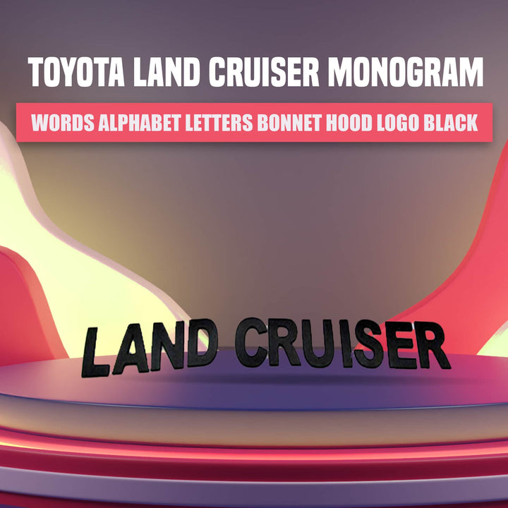 Toyota Land Cruiser Words Alphabet Letters Bonnet Hood Logo Black