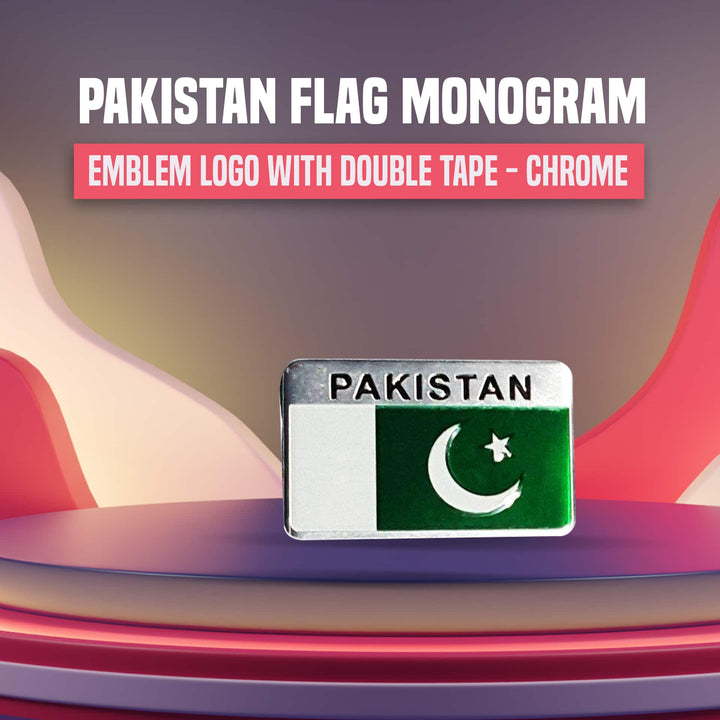 Pakistan Flag Monogram Emblem Logo with Double Tape - Chrome