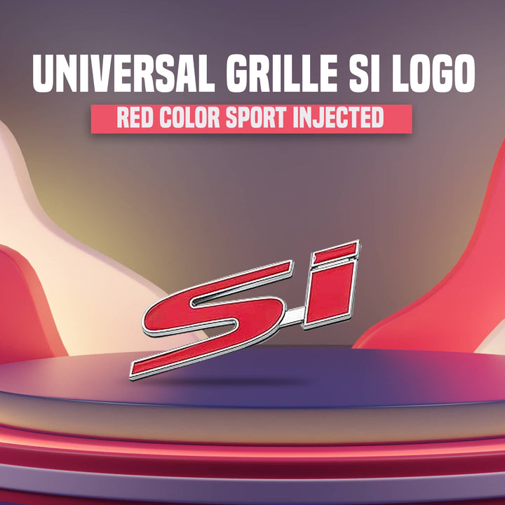 Universal Grille SI Logo emblem Plastic material Red Color Sport injected