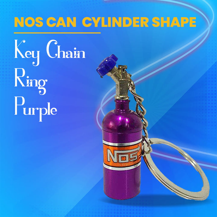 NOS Can Cylinder Shape Key Chain Ring - Purple
