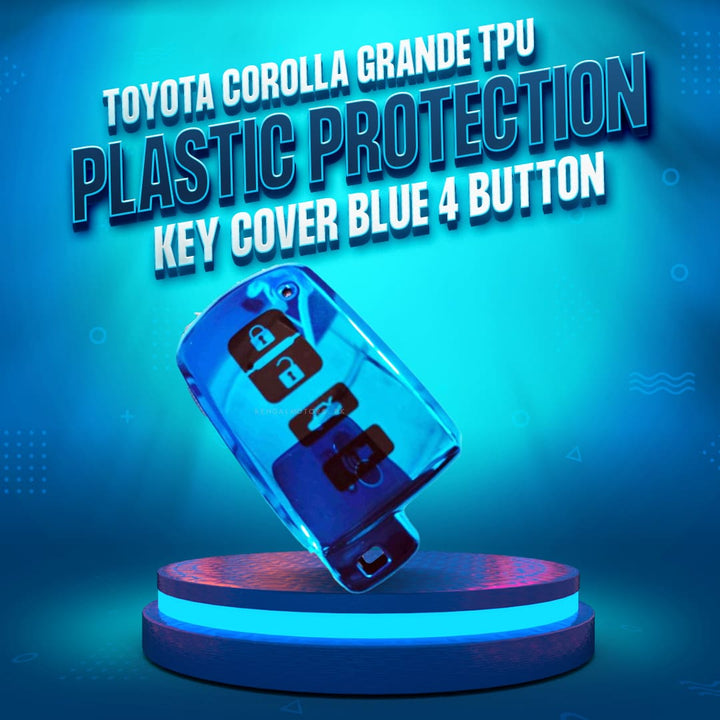 Toyota Corolla Grande TPU Plastic Protection Key Cover Blue 4 Button - Model 2021-2022