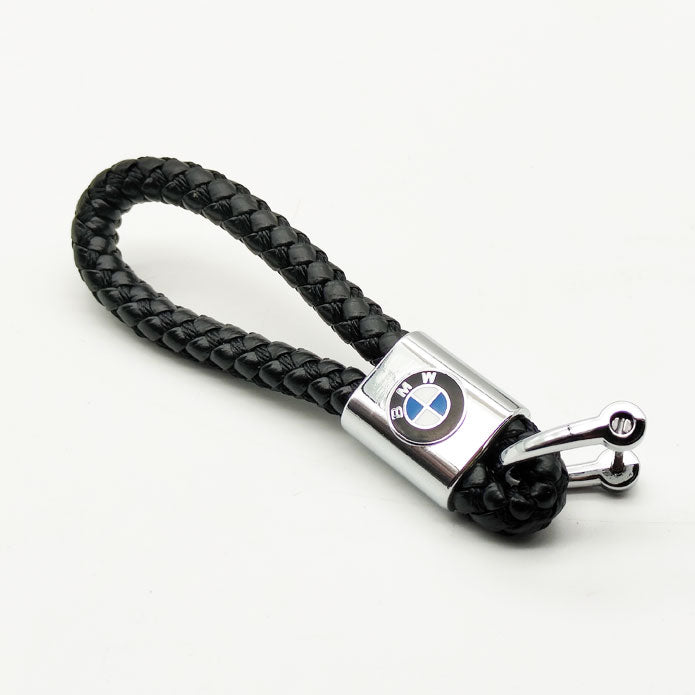 BMW Premium Leather Rosary Keychain Keyring - Black