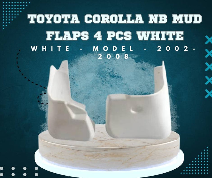 Toyota Corolla NB Mud Flaps 4 Pcs White - Model - 2002-2008