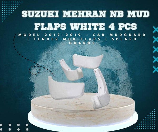 Suzuki Mehran NB Mud Flaps White 4 Pcs - Model 2012-2019