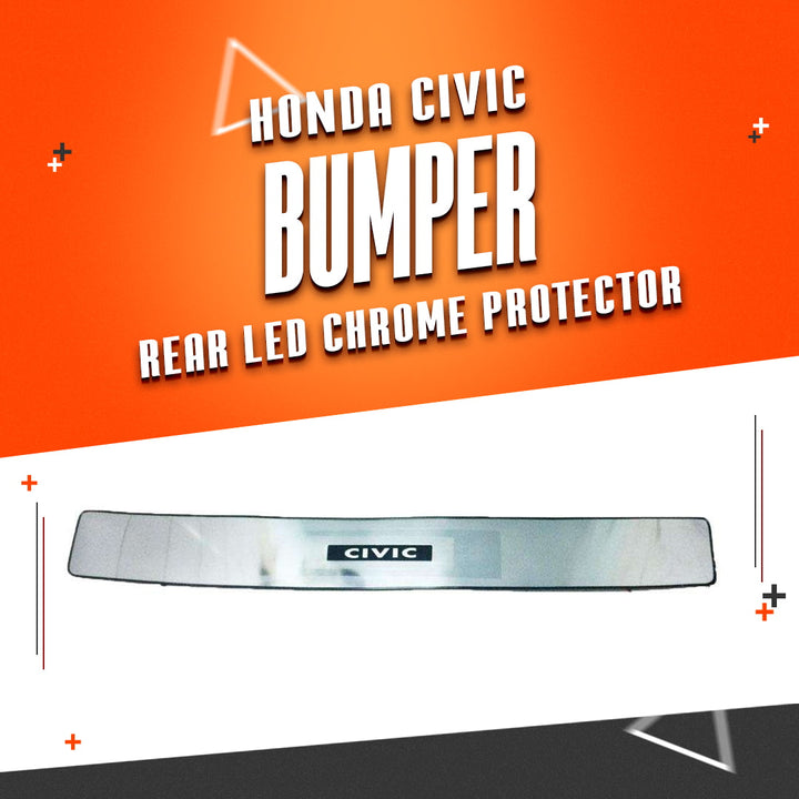 Honda Civic Rear LED Chrome Bumper Protector - Model 2016-2021