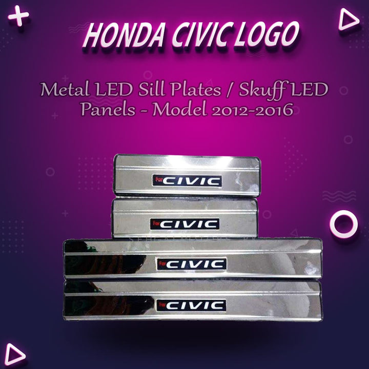 Honda Civic Metal LED Sill Plates / Skuff LED panels - Model 2012-2016
