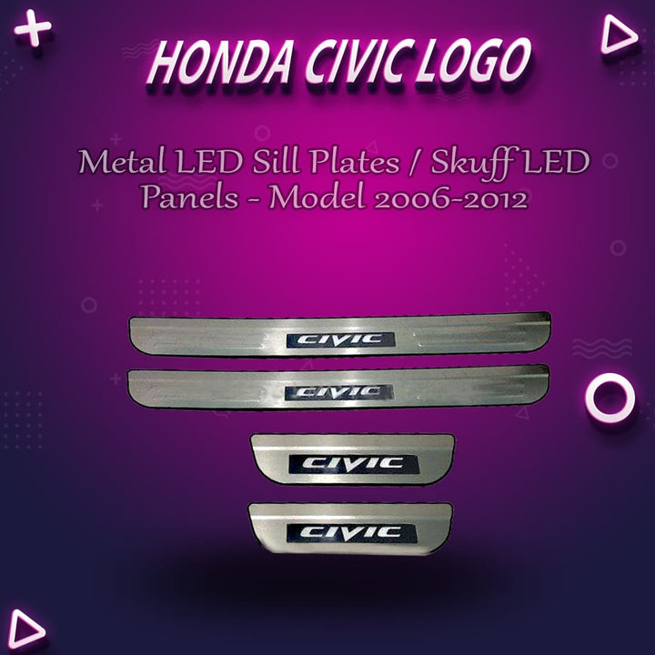 Honda Civic Metal LED Sill Plates / Skuff LED panels - Model 2006-2012