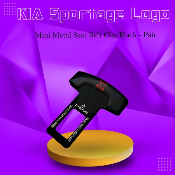 KIA Sportage Mini Metal Seat Belt Clip Black - Pair