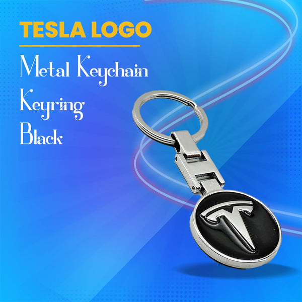 Tesla  Logo Metal Keychain Keyring - Black