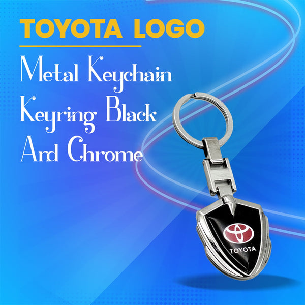 Toyota Metal Keychain Keyring - Black And Chrome