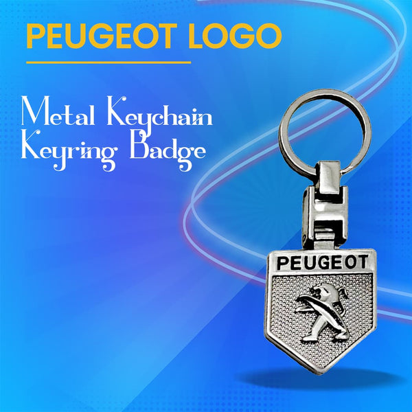 Peugeot Metal Keychain Keyring Badge Style - Chrome