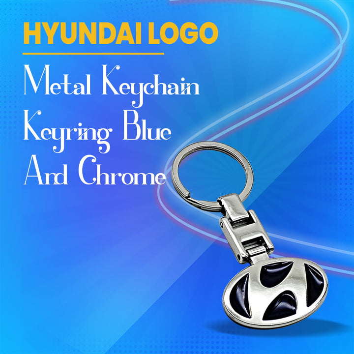 Hyundai Metal Keychain Keyring - Blue And Chrome