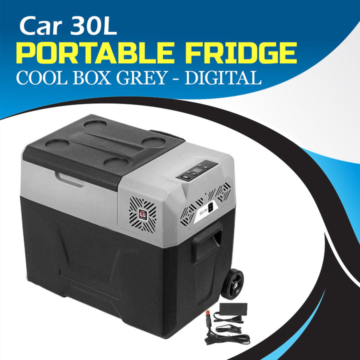 Car 30L Portable Fridge Cool Box Grey