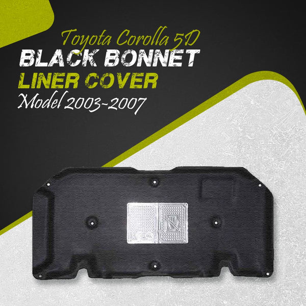 Toyota Corolla 5D Black Bonnet Liner Cover - Model 2003-2007