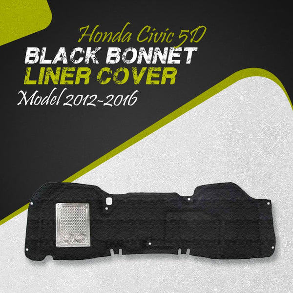 Honda Civic 5D Black Bonnet Liner Cover - Model 2012-2016