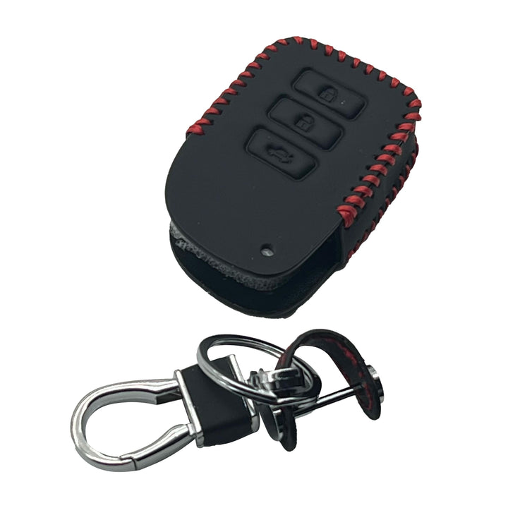 Toyota Yaris Leather Key Cover 3 Button with Key Ring Black - Model 2020-2021